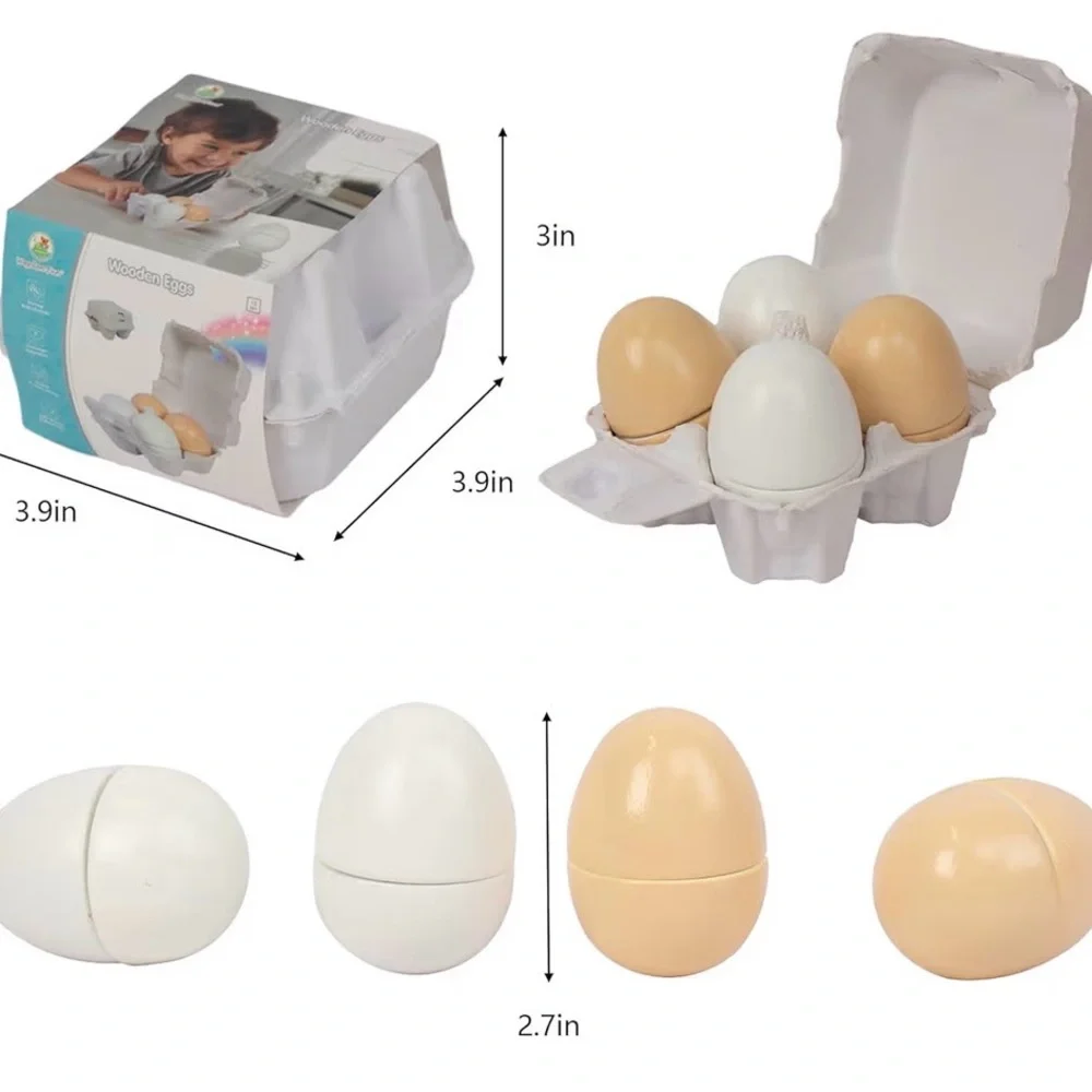 NWT 4PCS 🐣🥚Easter Egg Toys Wooden Play Food Pretend Play Food Sets for Kids